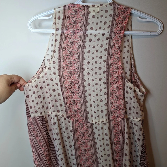 Mudd Pink & Cream Hippie Boho Sheer Duster Sleeveless Cover Up OS  / Small Women - Picture 6 of 8